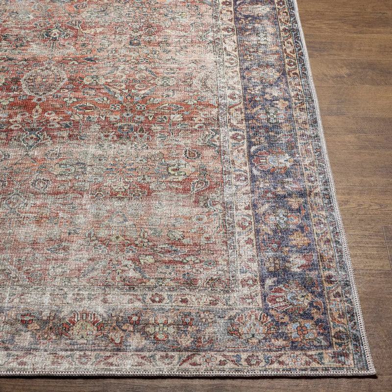Rust Anahawan Distressed Washable Area Rug - Clearance by Boutique Rugs