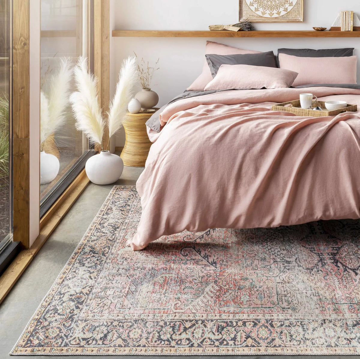 Rust Anahawan Distressed Washable Area Rug - Clearance, installed in a room 3