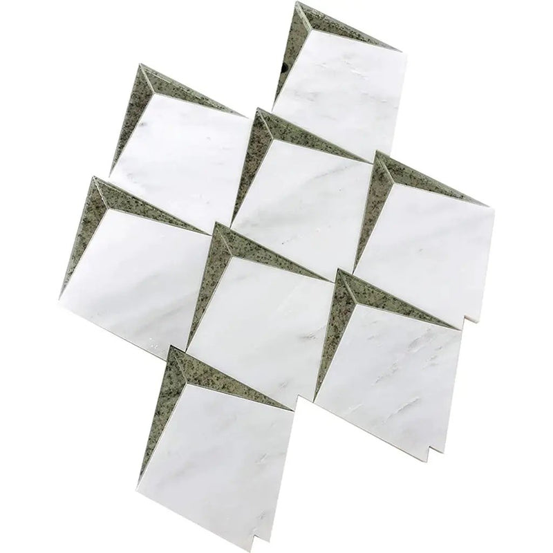 Eastern White, Glass 12x12 Polished Diamond Marble Mosaic Tile (5 pack, 5 sq ft/case) by Apollo Tile