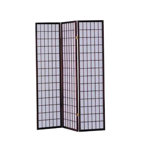 3-Panel Room Divider Asian Style Privacy Screen in Cherry Wood Finish by HomePacific
