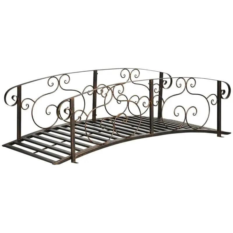 Outdoor Vintage Bronze Arch 6-ft Garden Bridge with Side-Rails by HomePacific