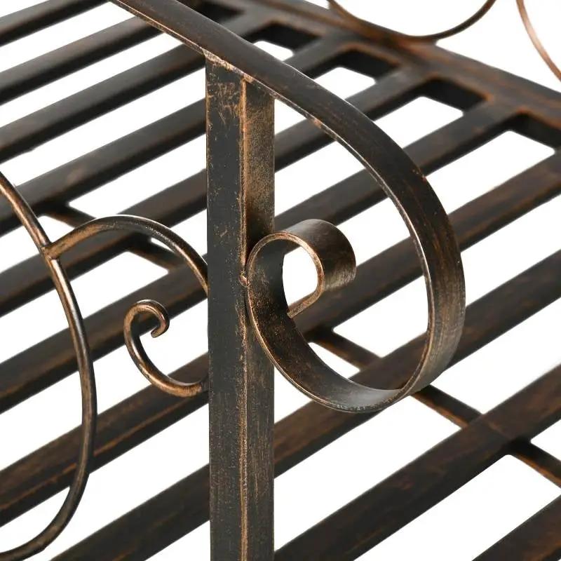Outdoor Vintage Bronze Arch 6-ft Garden Bridge with Side-Rails by HomePacific