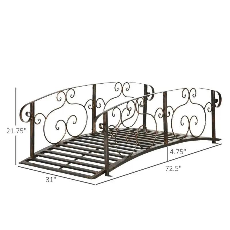 Outdoor Vintage Bronze Arch 6-ft Garden Bridge with Side-Rails by HomePacific