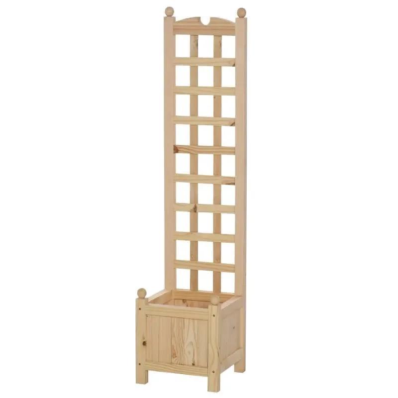 Solid Fir Wood Raised Garden Bed Planter Box with Trellis by HomePacific