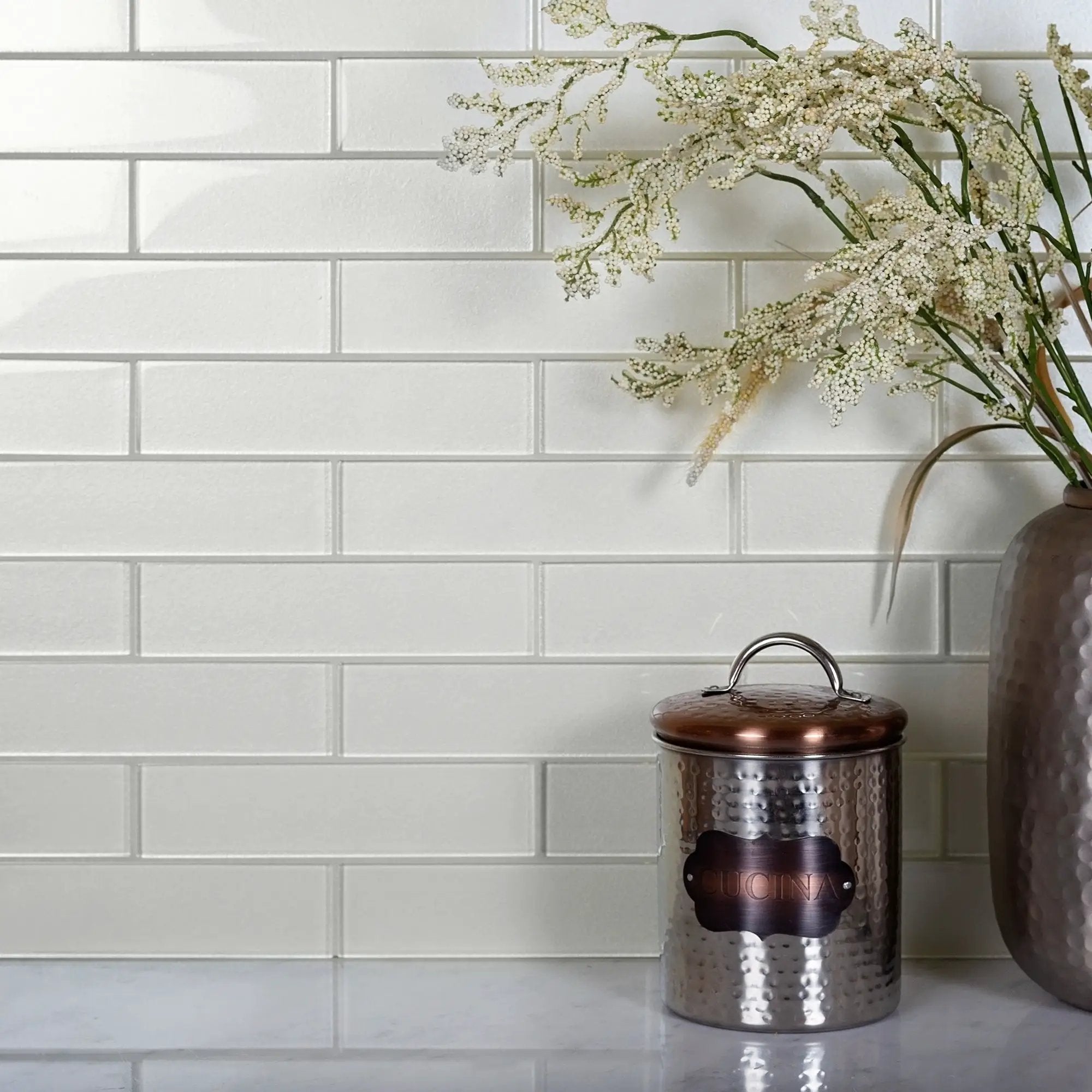 Powder White 12x12 Glossy Brick Glass Mosaic Tile (5 pack, 4.83 sq ft/case) by Apollo Tile