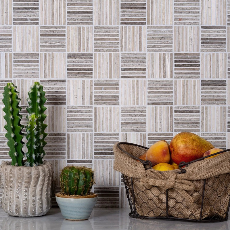 Beige 12x12 Polished Marble Stick Mosaic Tile (5 pack, 5 sq ft/case) by Apollo Tile
