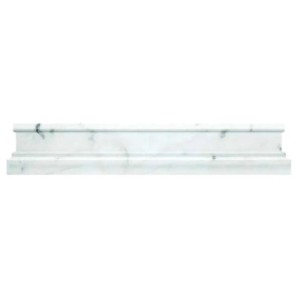 White 2x12 Polished Bianco Carrara Chair Rail Marble Tile Trim (10 pack, 1.667 sq ft/case)