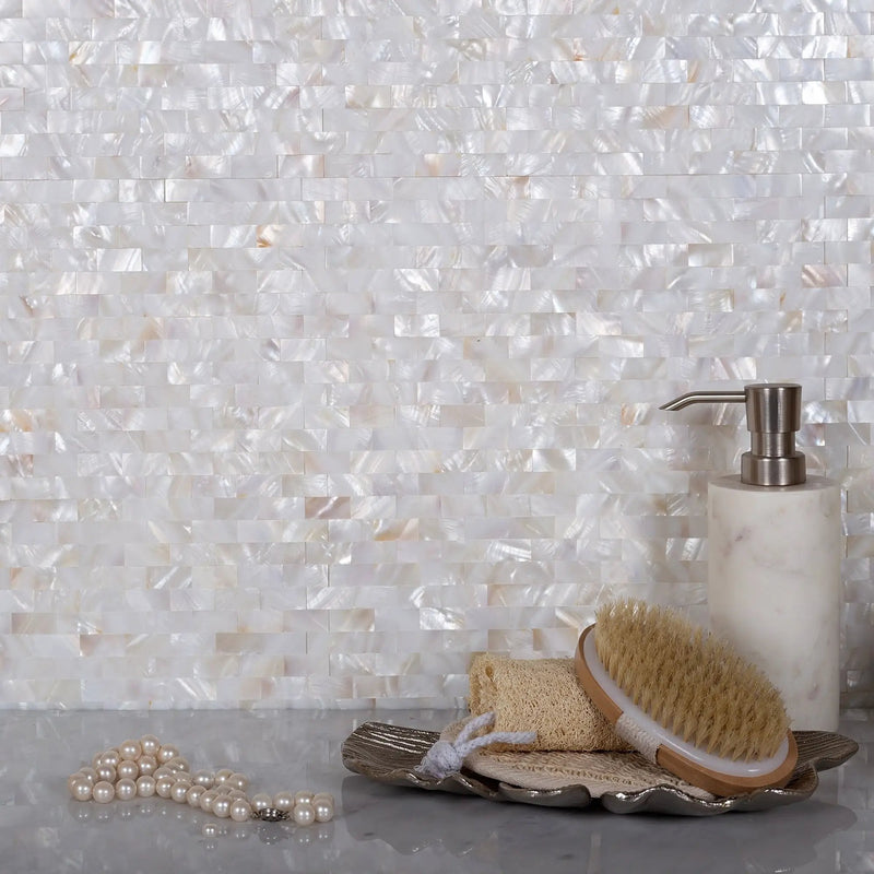 Shell White 11x12 Polished Brick Shell Mother of Pearl Mosaic Tile (20 pack, 18.52 sq ft/case) by Apollo Tile