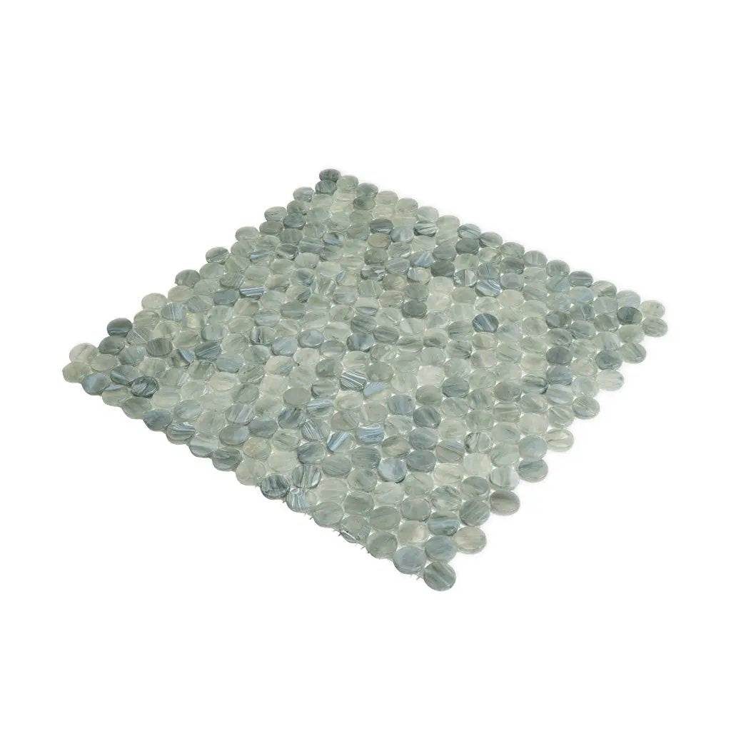 Glacier Gray 12x12 Penny Round Glossy Glass Mosaic Tile (10 pack, 10.34 sq ft/case) by Apollo Tile