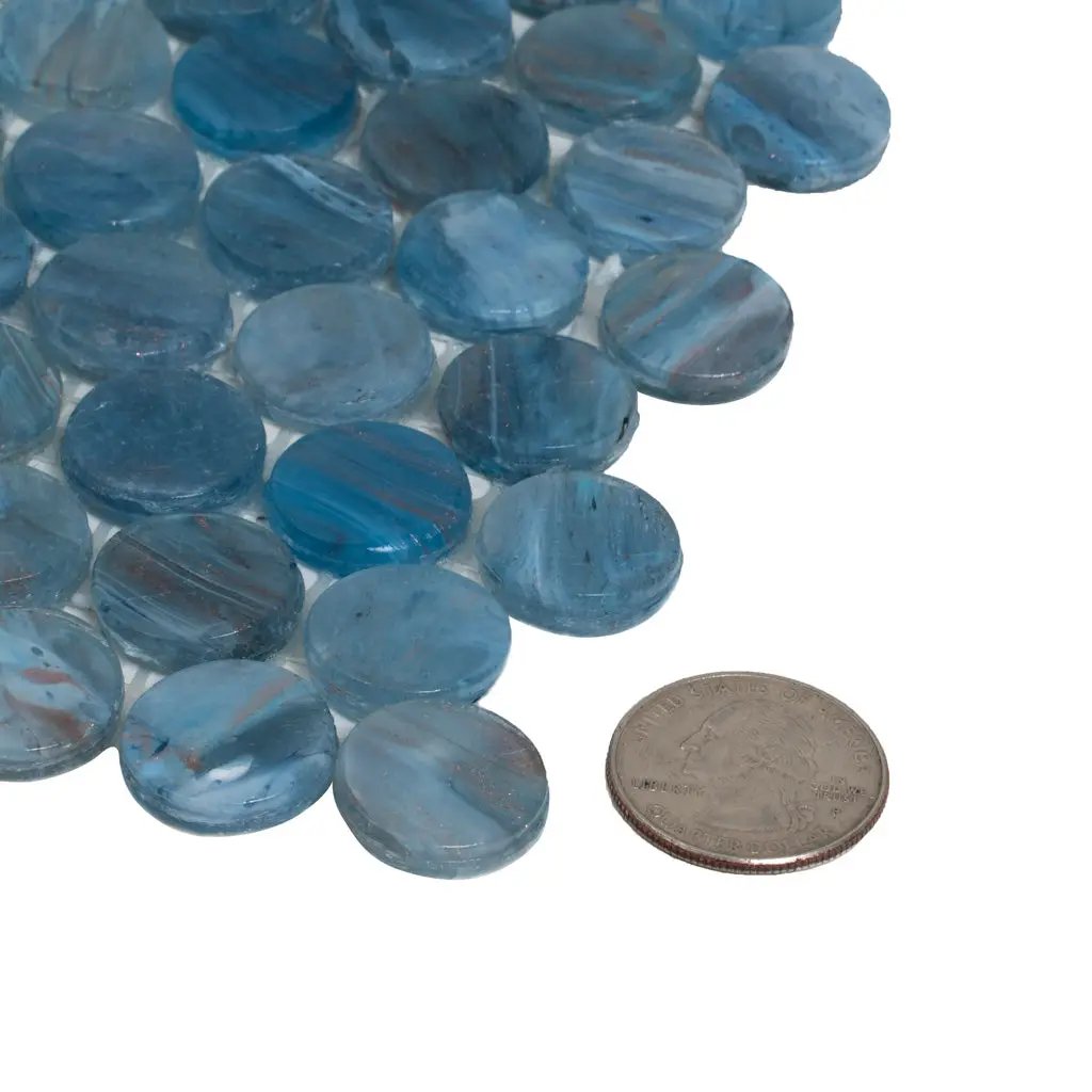 Blue 12x12 Glossy Penny Round Glass Mosaic Tile (10 pack, 10.34 sq ft/case) by Apollo Tile