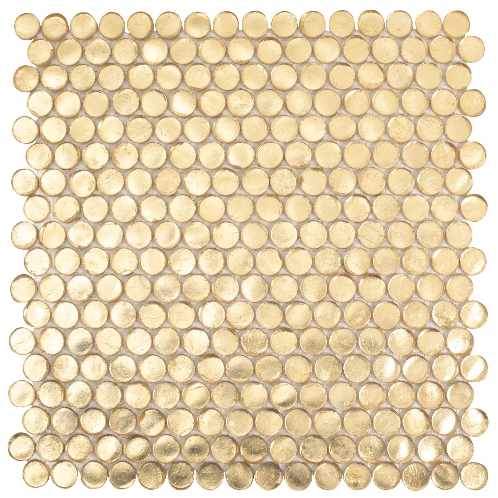 Majeste Gold 12x12 Glossy Penny Round Glass Mosaic Tile (10 pack, 10.34 sq ft/case) by Apollo Tile