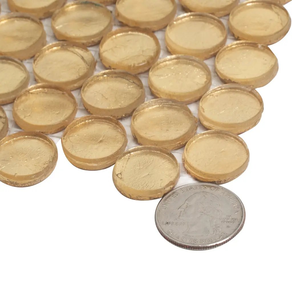 Majeste Gold 12x12 Glossy Penny Round Glass Mosaic Tile (10 pack, 10.34 sq ft/case) by Apollo Tile