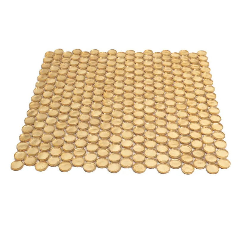 Majeste Gold 12x12 Glossy Penny Round Glass Mosaic Tile (10 pack, 10.34 sq ft/case) by Apollo Tile