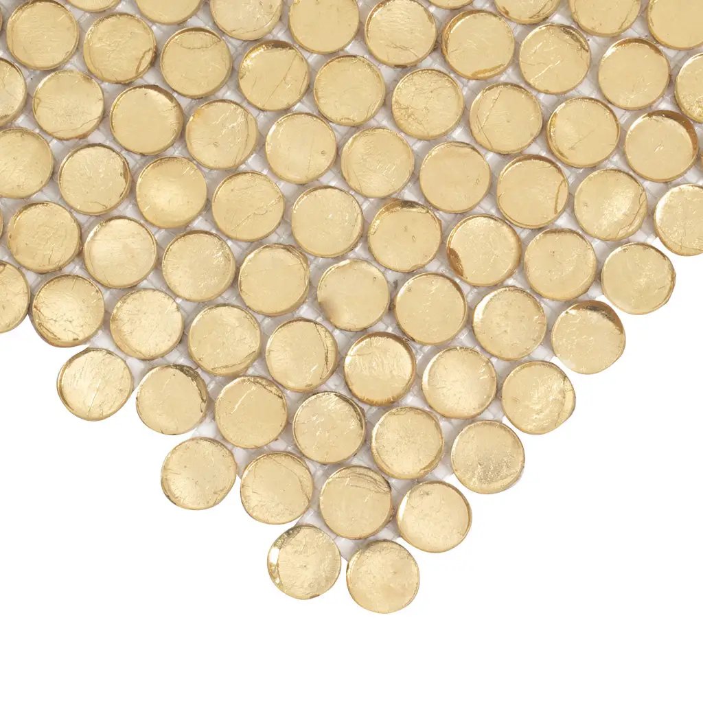 Majeste Gold 12x12 Glossy Penny Round Glass Mosaic Tile (10 pack, 10.34 sq ft/case) by Apollo Tile