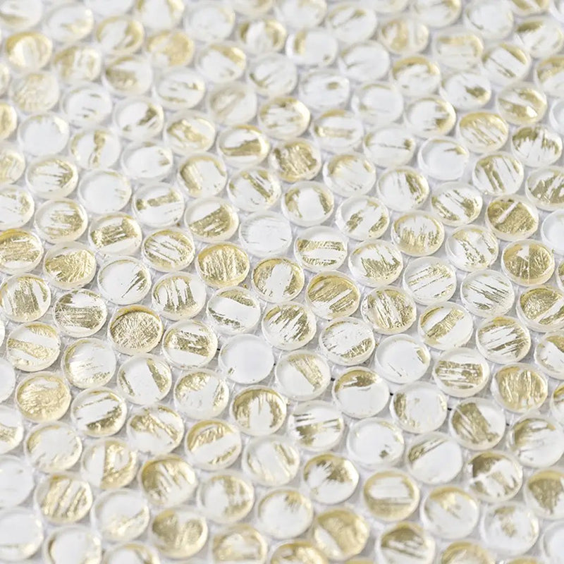 White Gold 12x12 Glossy Penny Round Glass Mosaic Tile (10 pack, 10.34 sq ft/case) by Apollo Tile