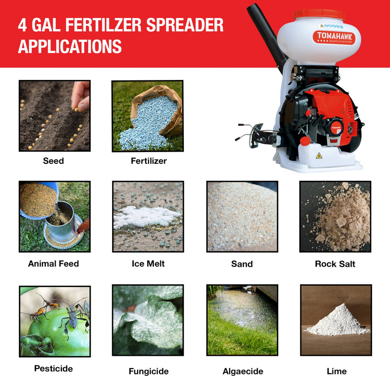 4 Gal Motorized Fertilizer Spreader Broadcast Lawn Seed Ice Melt Salt by Tomahawk Power