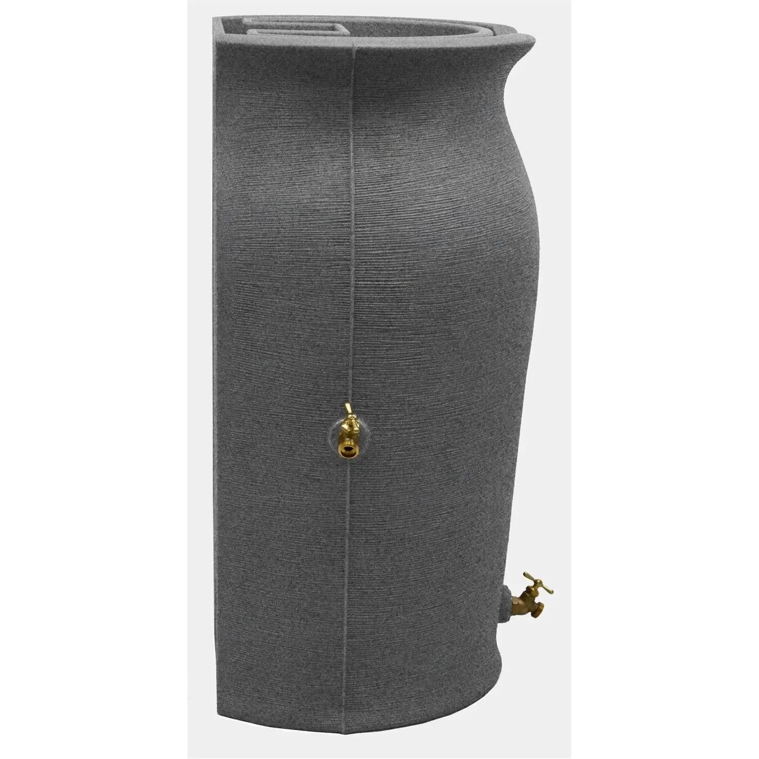 Dark Grey Granite 50-Gallon Plastic Urn Rain Barrel with Planter Top by HomePacific