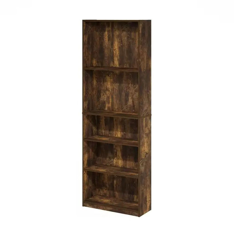 71-inch Tall 5-Shelf Bookcase in Medium Brown Wood Finish by HomePacific