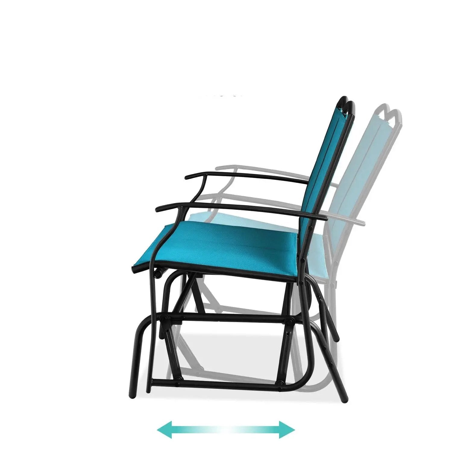 2 Seat Mesh Patio Loveseat Swing Glider Rocker with Armrests in Blue by HomePacific