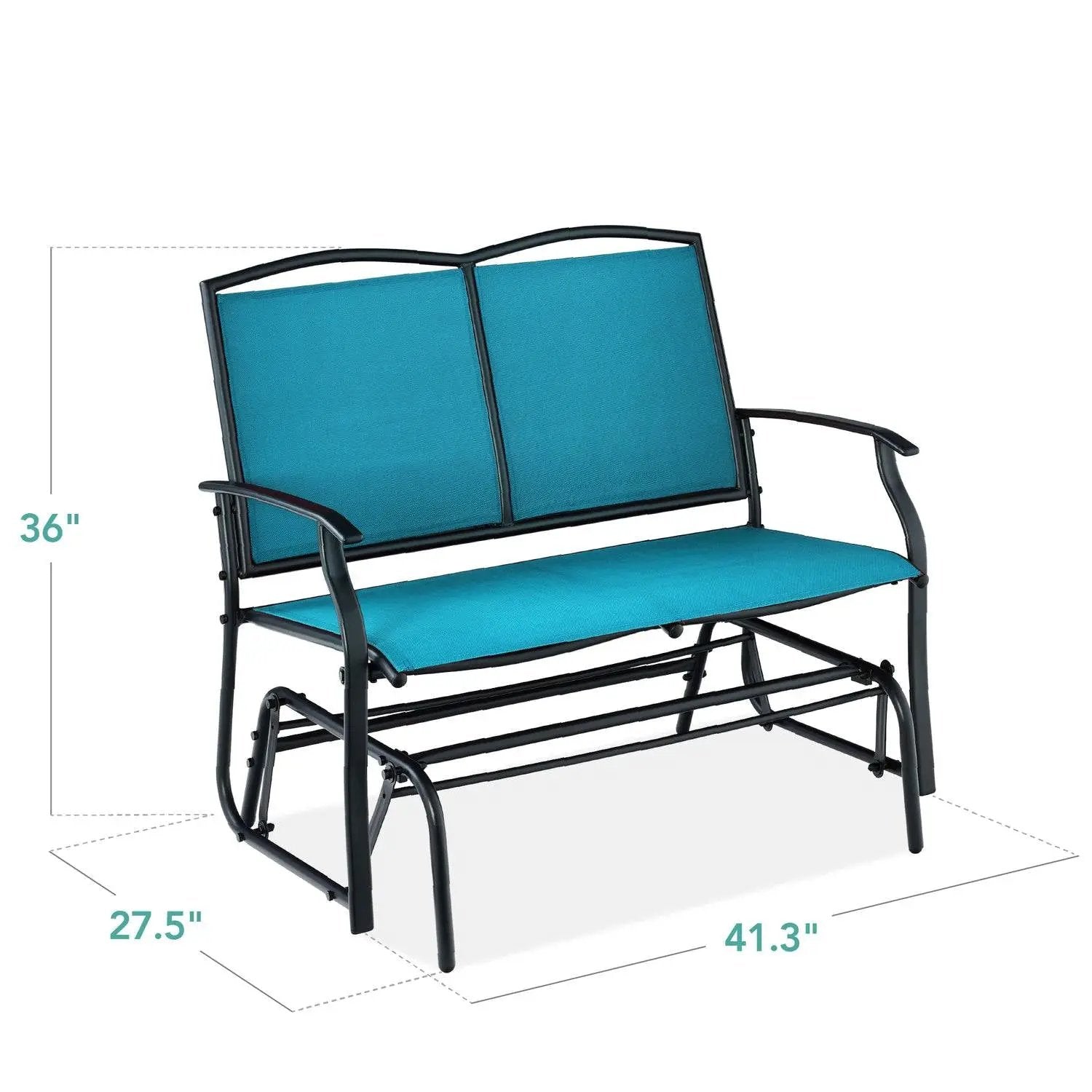 2 Seat Mesh Patio Loveseat Swing Glider Rocker with Armrests in Blue by HomePacific
