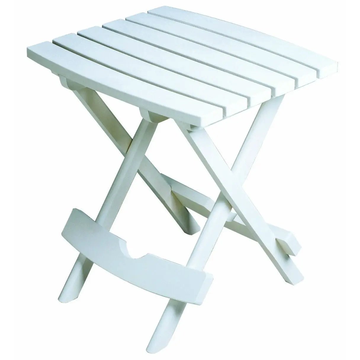 Outdoor Fast Folding Patio Side Table, White Weather Resistant Resin by HomePacific