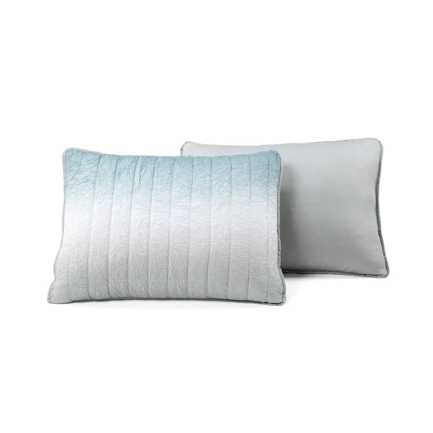 Full/Queen Aqua Blue and Grey Lightweight Polyester Fabric 3 Piece Quilt Set by HomePacific
