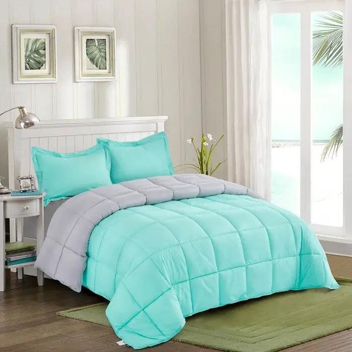 Full/Queen Traditional Microfiber Reversible 3 Piece Comforter Set in Blue/Grey by HomePacific