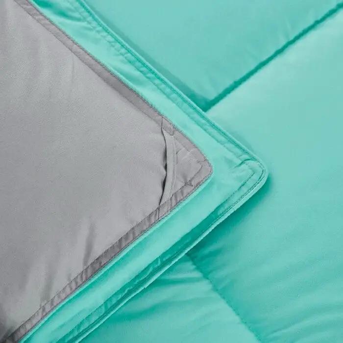 Full/Queen Traditional Microfiber Reversible 3 Piece Comforter Set in Blue/Grey by HomePacific