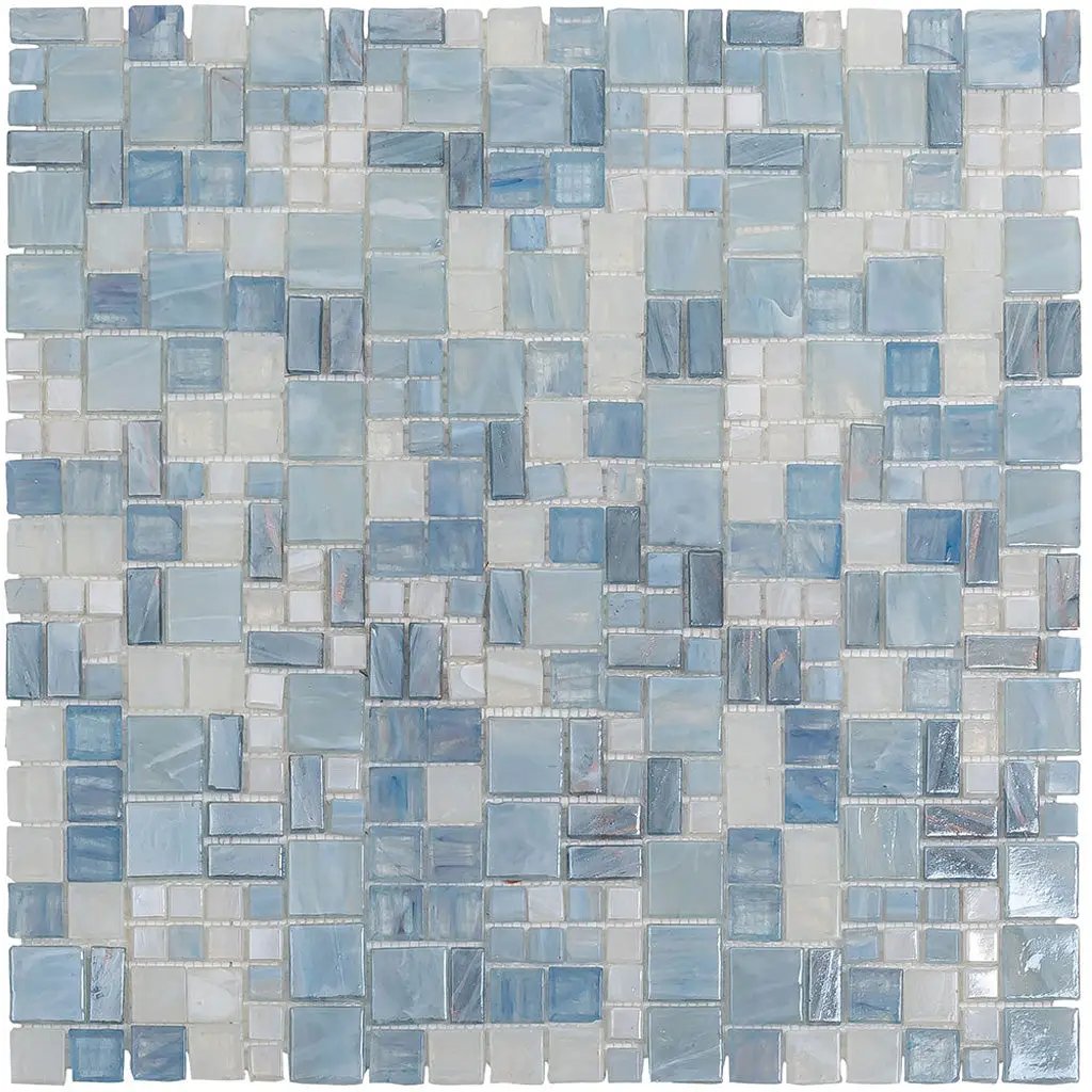 Light Blue 12x12 Glossy Square Glass Mosaic Tile (10 pack, 10.85 sq ft/case) by Apollo Tile