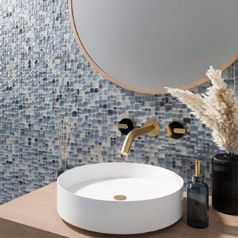 Light Blue 12x12 Glossy Square Glass Mosaic Tile (10 pack, 10.85 sq ft/case) by Apollo Tile