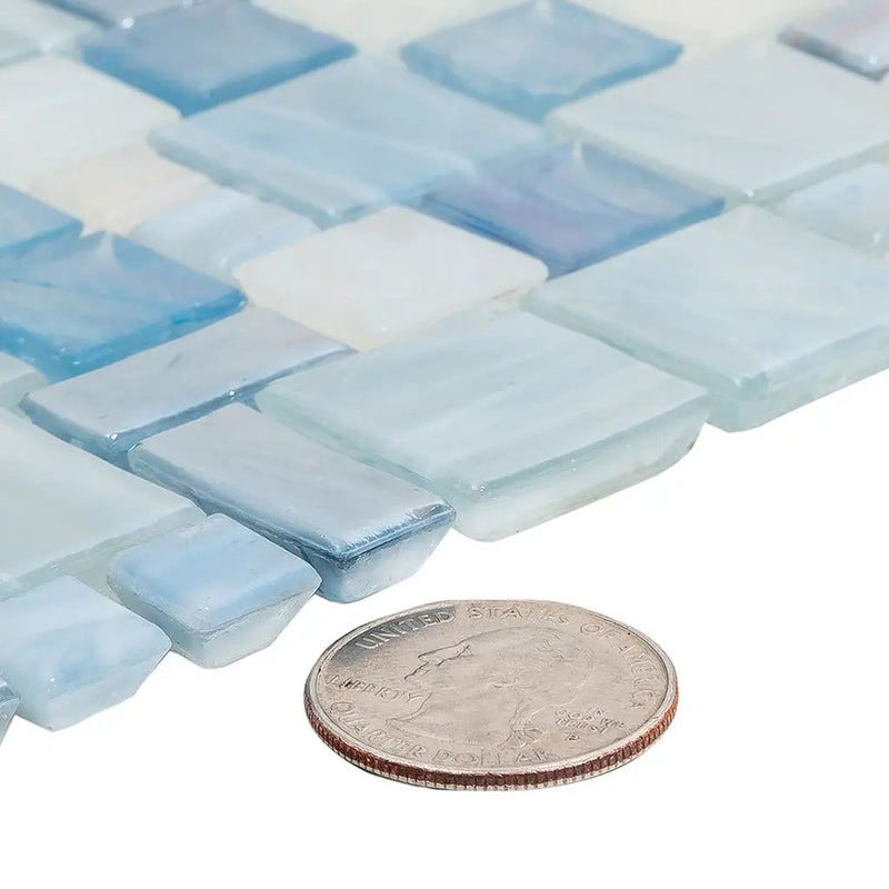 Light Blue 12x12 Glossy Square Glass Mosaic Tile (10 pack, 10.85 sq ft/case) by Apollo Tile