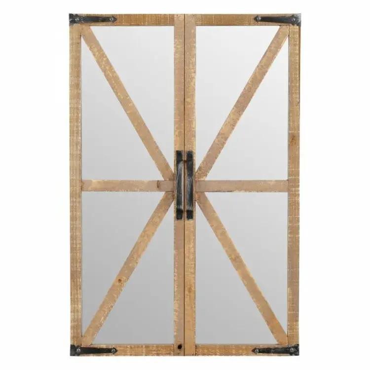 Rustic Vintage Faux Barn Doors Farmhouse Wall Mirror by HomePacific