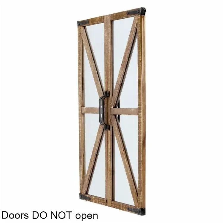 Rustic Vintage Faux Barn Doors Farmhouse Wall Mirror by HomePacific