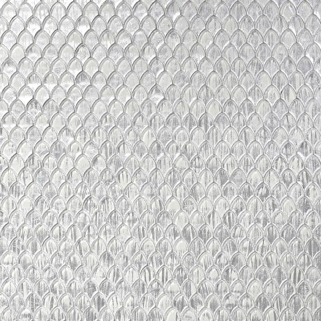 Silver 11x11 Glossy Fan Fish Scale Glass Mosaic Tile (10 pack, 8.48 sq ft/case) by Apollo Tile