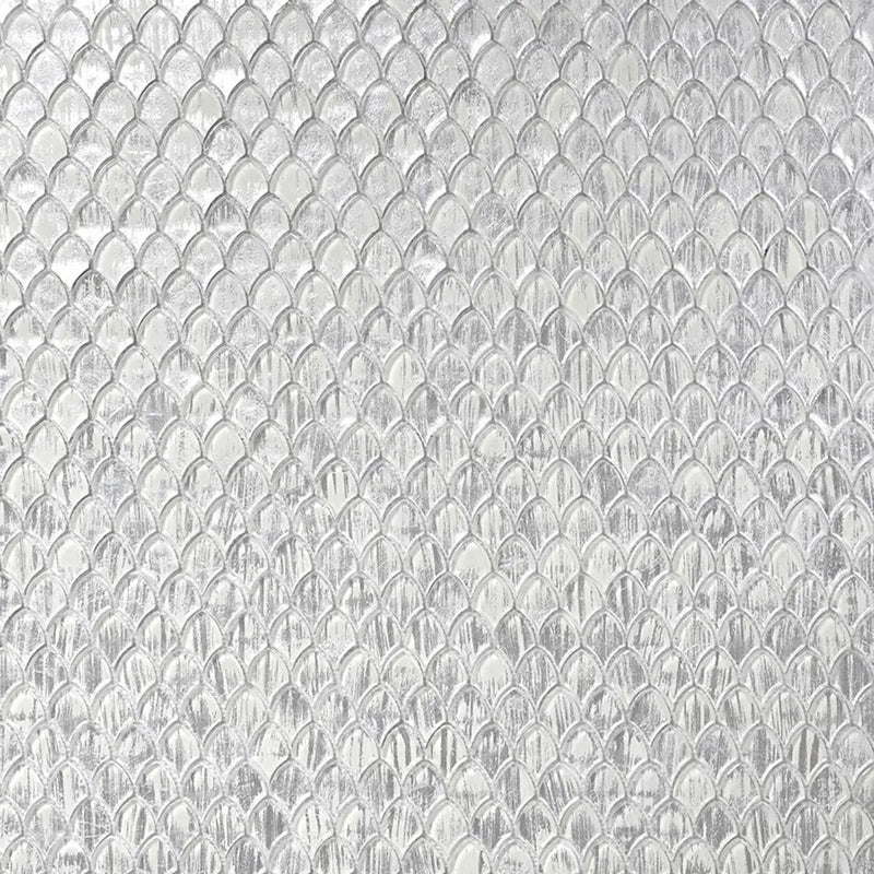 Silver 11x11 Glossy Fan Fish Scale Glass Mosaic Tile (10 pack, 8.48 sq ft/case) by Apollo Tile
