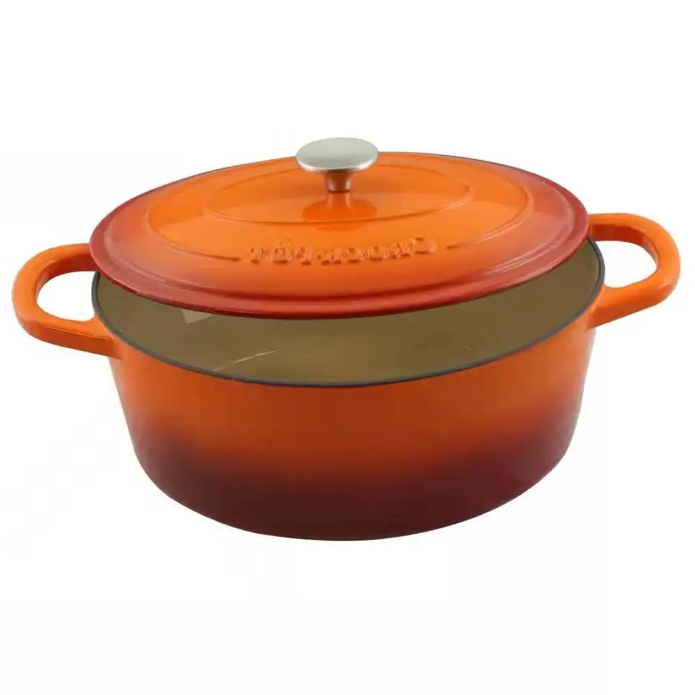 Orange Red Sunbust 7-Quart Enameled Cast Iron Dutch Oven with Lid by HomePacific