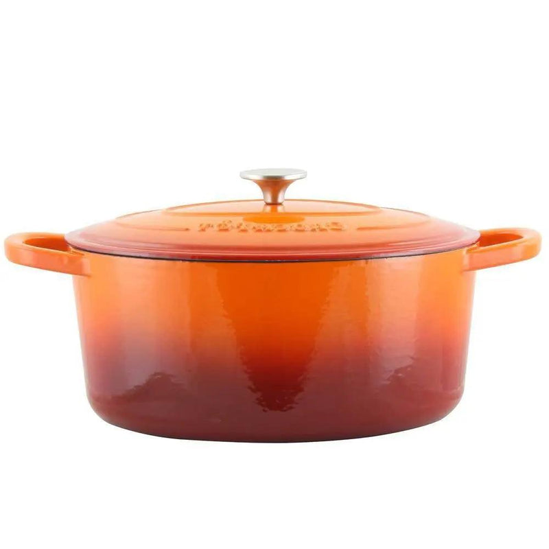 Orange Red Sunbust 7-Quart Enameled Cast Iron Dutch Oven with Lid by HomePacific