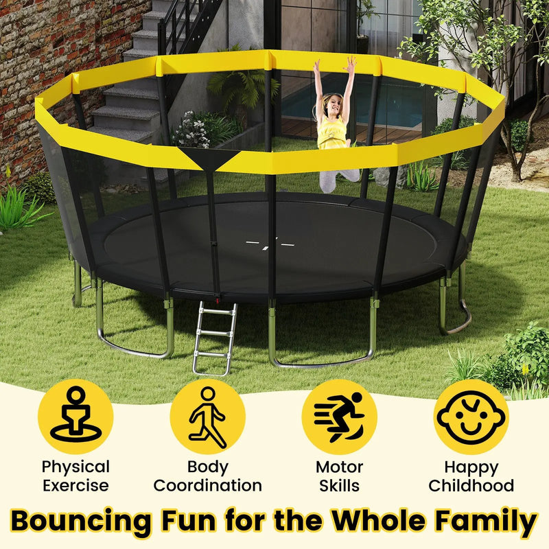 ASTM Compliant Recreational Trampoline with Non-Slip Ladder-Yellow by DirectDeals