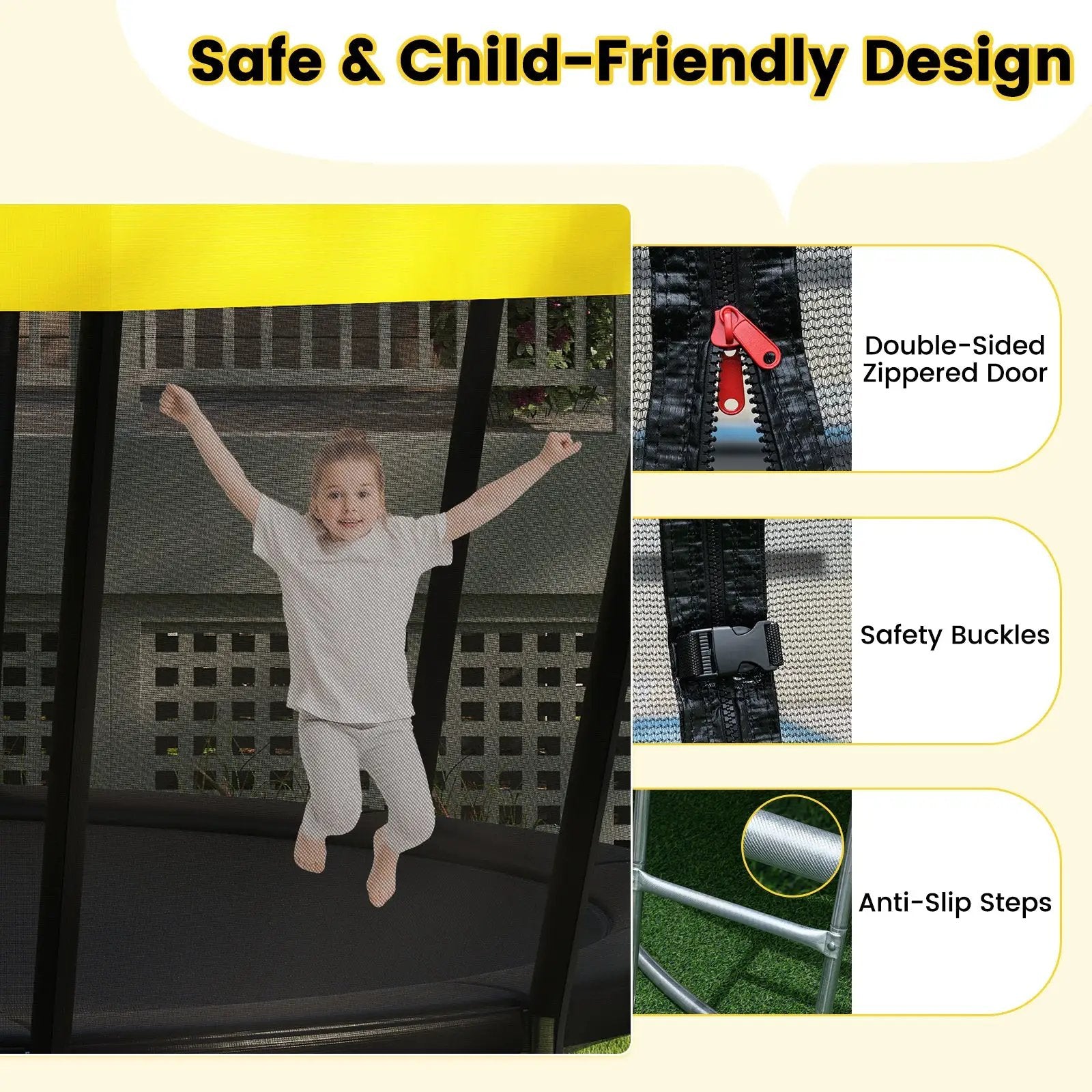 ASTM Compliant Recreational Trampoline with Non-Slip Ladder-Yellow by DirectDeals
