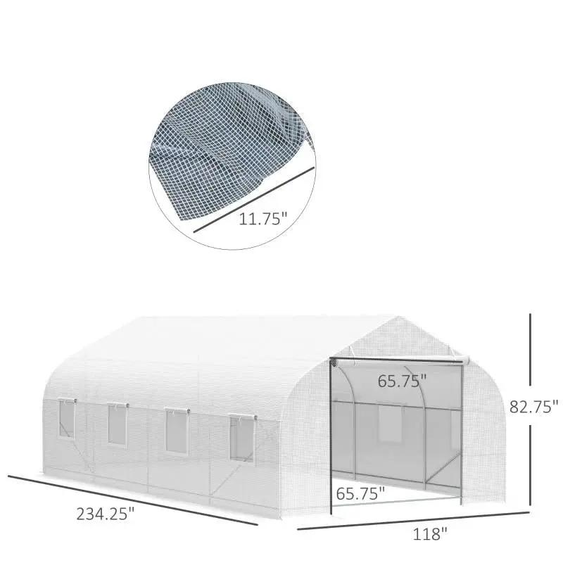19.5 Ft x 9.8 Ft Outdoor Greenhouse w/ White PE Cover and Heavy Duty Steel Frame by HomePacific