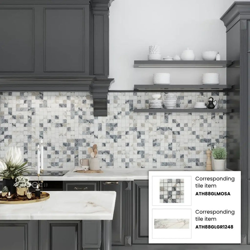 Cool White with Subtle Gray 12x48 Matte Porcelain Large Format Tile (3 pack, 11.63 sq ft/case) by Apollo Tile