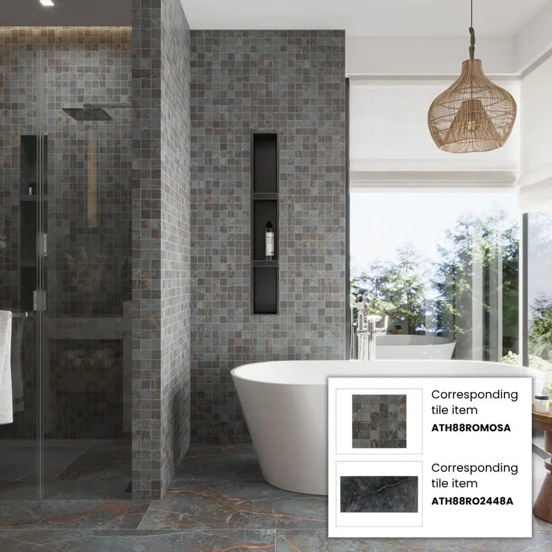 Charcoal Gray with Fiery Copper 24x48 Matte Porcelain Large Format Tile (2 pack, 15.5 sq ft/case) by Apollo Tile