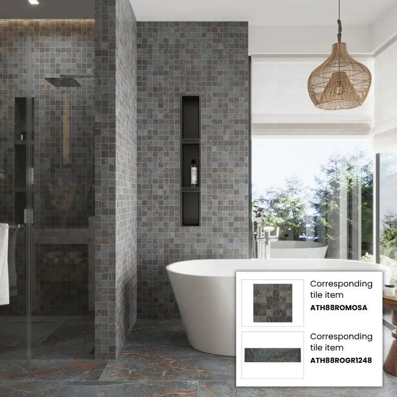 Slate Gray with Molten Copper 12x48 Matte Porcelain Large Format Tile (3 pack, 11.63 sq ft/case) by Apollo Tile