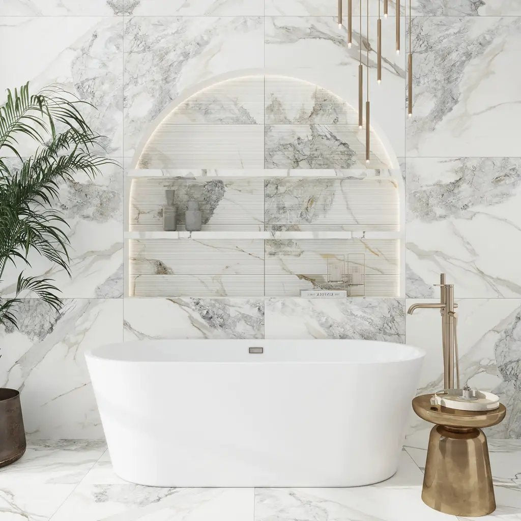 Soft White with Light Gray 32x32 Matte Square Porcelain Large Format Tile (2 pack, 13.78 sq ft/case) by Apollo Tile