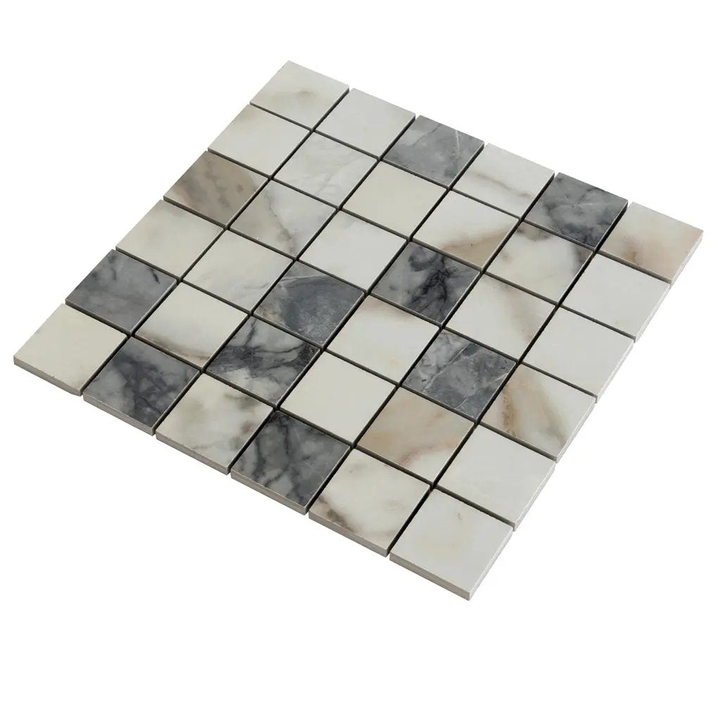 Classic White with Gray 12x12 Matte Square Porcelain Mosaic Tile (11 pack, 10.76 sq ft/case) by Apollo Tile