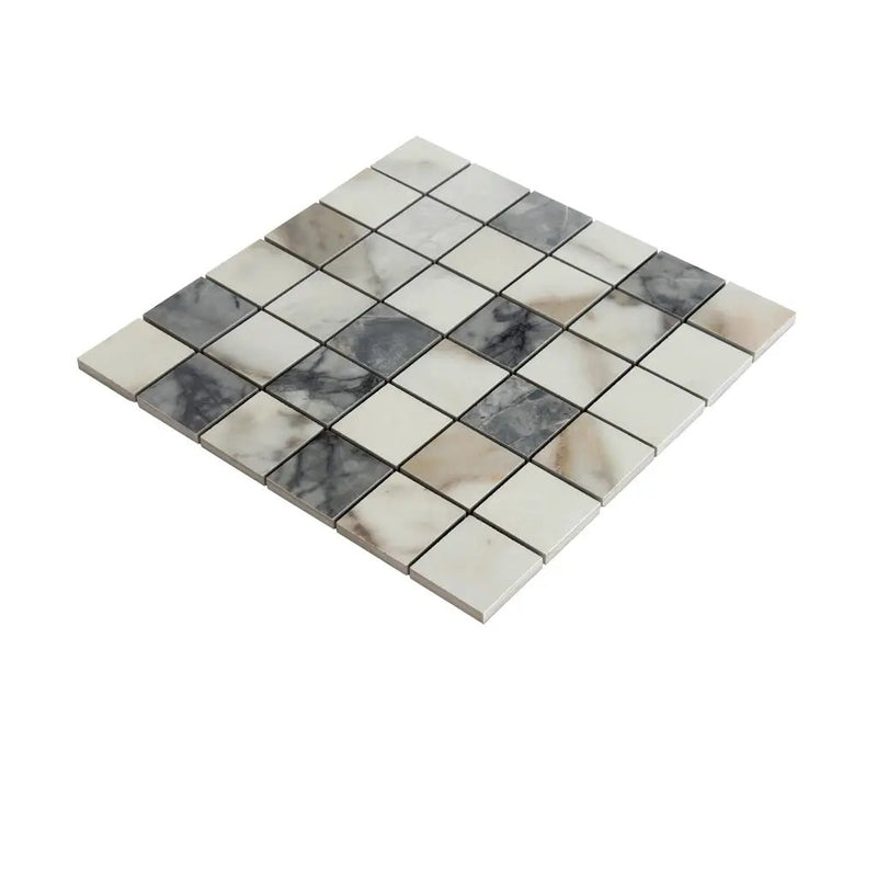 Classic White with Gray 12x12 Matte Square Porcelain Mosaic Tile (11 pack, 10.76 sq ft/case) by Apollo Tile