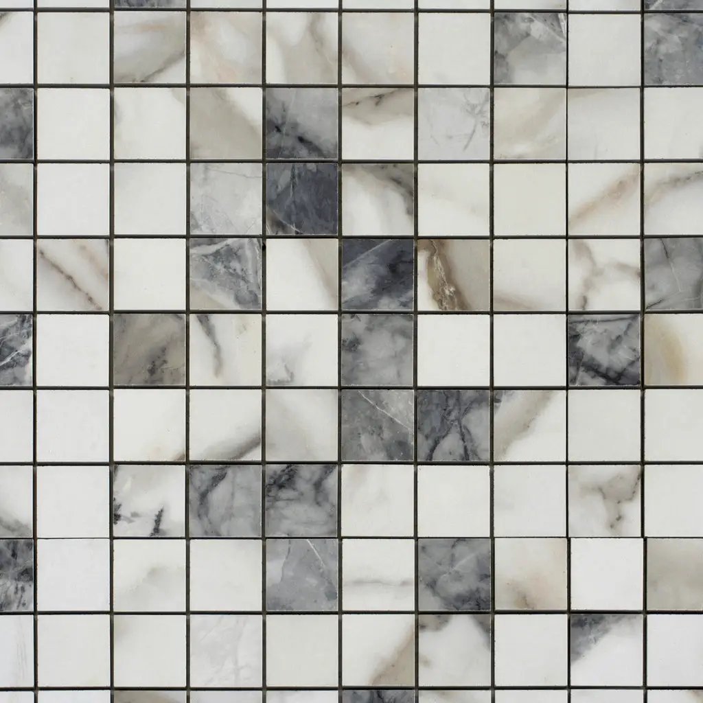 Classic White with Gray 12x12 Matte Square Porcelain Mosaic Tile (11 pack, 10.76 sq ft/case) by Apollo Tile