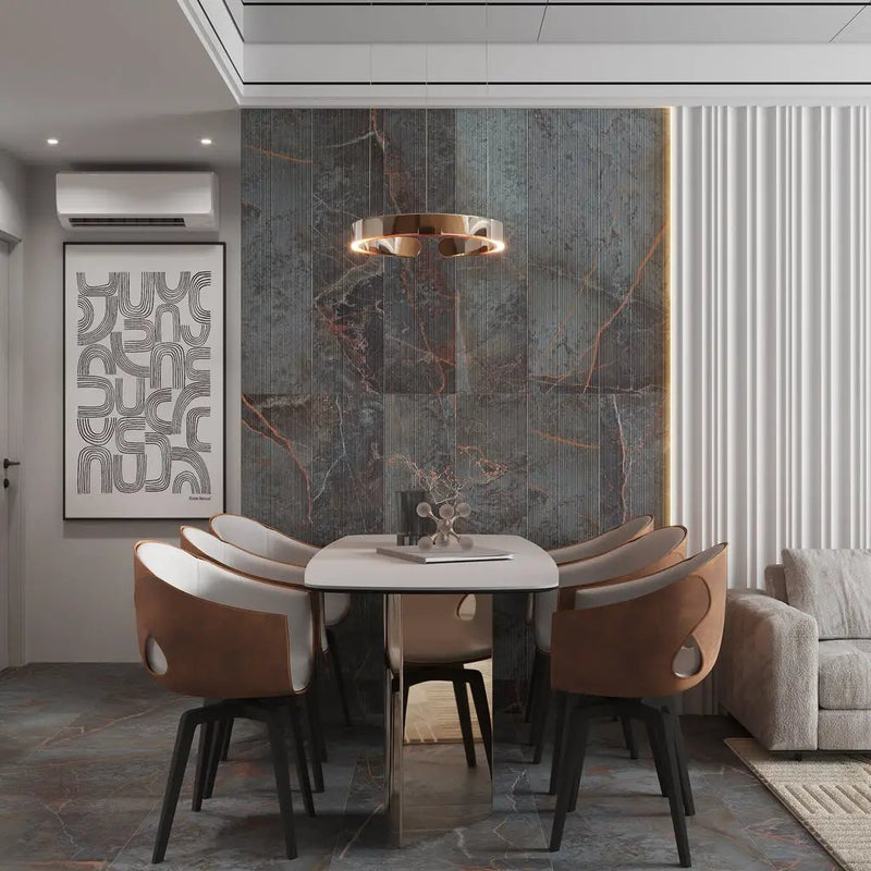 Slate Gray with Molten Copper 12x48 Matte Porcelain Large Format Tile (3 pack, 11.63 sq ft/case) by Apollo Tile