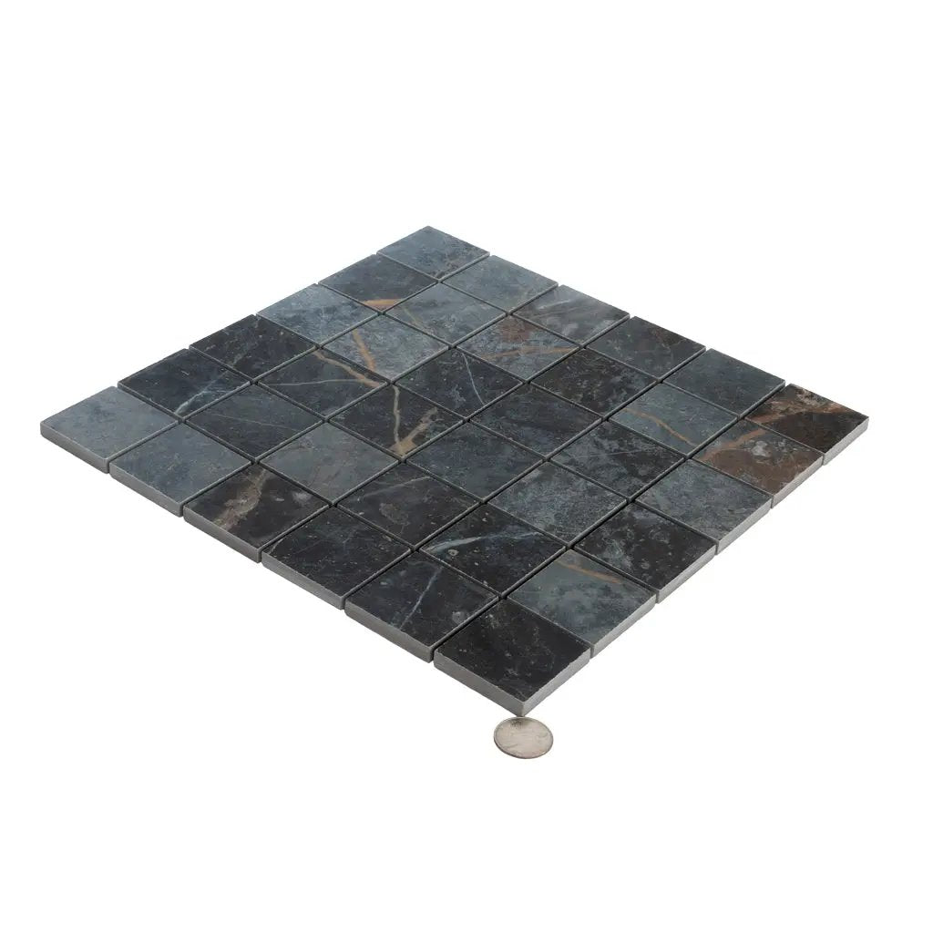 Dark Gray Blue Orange Vein 12x12 Matte Square Porcelain Mosaic Tile (11 pack, 10.76 sq ft/case) by Apollo Tile