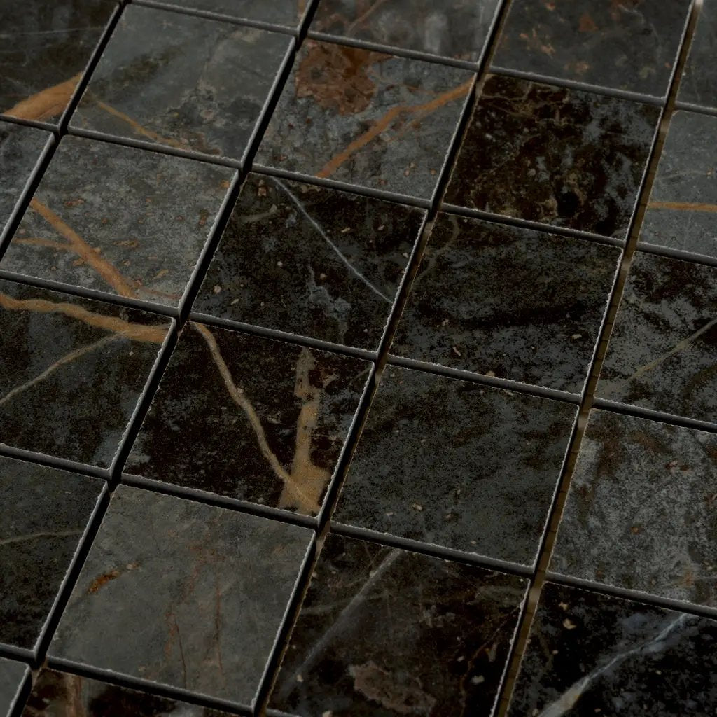 Dark Gray Blue Orange Vein 12x12 Matte Square Porcelain Mosaic Tile (11 pack, 10.76 sq ft/case) by Apollo Tile